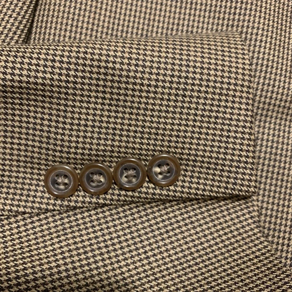 Jos. A. Bank Mens 46R 100% Wool 2-Button Blazer Brown Houndstooth Sport Coat